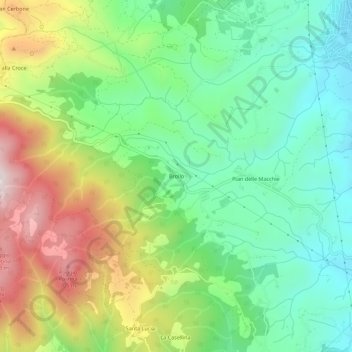 Brollo地形图、海拔、地势