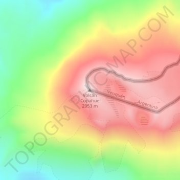 Volcán Copahue地形图、海拔、地势