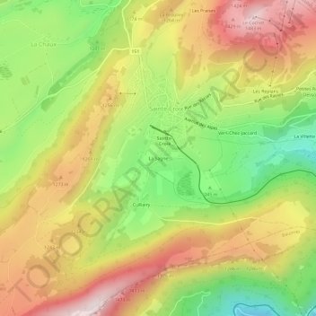 La Sagne地形图、海拔、地势