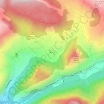 Serveto地形图、海拔、地势