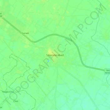 Sikandarabad地形图、海拔、地势