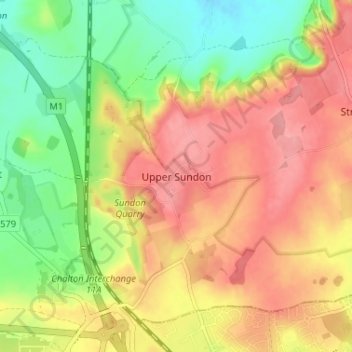 Upper Sundon地形图、海拔、地势
