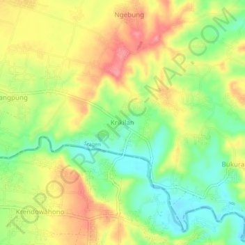 Krikilan地形图、海拔、地势