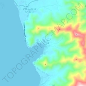 Monserrat地形图、海拔、地势