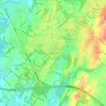 Londontowne地形图、海拔、地势