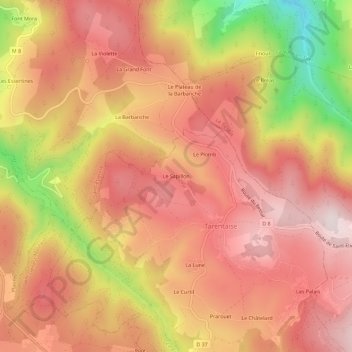 Le Sapillon地形图、海拔、地势