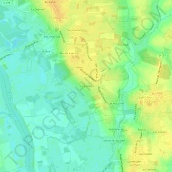 Le Bothey地形图、海拔、地势
