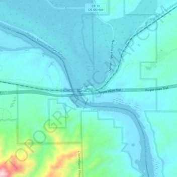 Topock地形图、海拔、地势