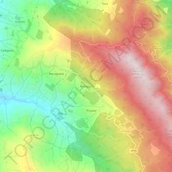 Rimaggio地形图、海拔、地势