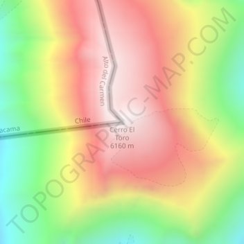 Cerro El Toro地形图、海拔、地势