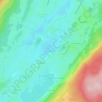 Les Chauvins地形图、海拔、地势