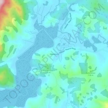 Herekino地形图、海拔、地势