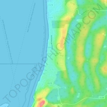 Pyla-sur-Mer地形图、海拔、地势