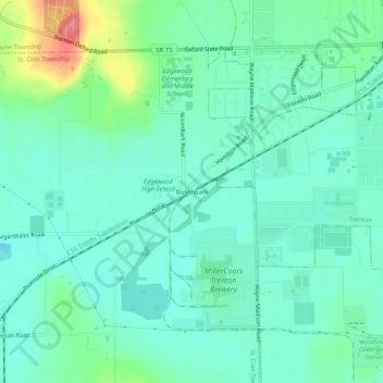Busenbark地形图、海拔、地势