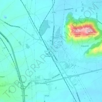 Vairano Scalo地形图、海拔、地势