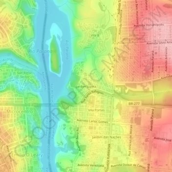 Jardim Jupira地形图、海拔、地势