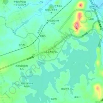 南辰农场六队地形图、海拔、地势