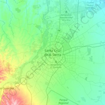 Santa Cruz de la Sierra地形图、海拔、地势