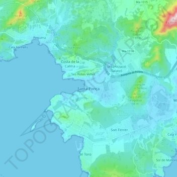 Santa Ponça地形图、海拔、地势