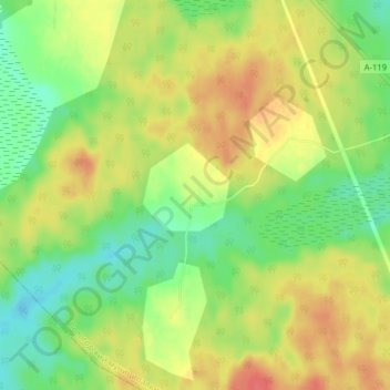 Кузьминское地形图、海拔、地势