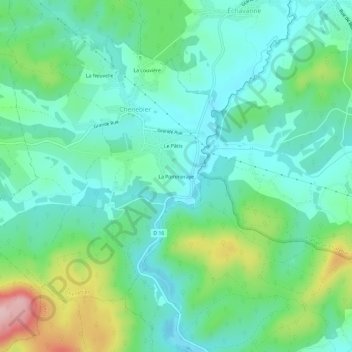 La Pommeraye地形图、海拔、地势
