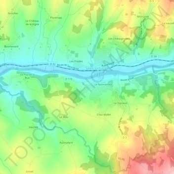 Les Grillons地形图、海拔、地势