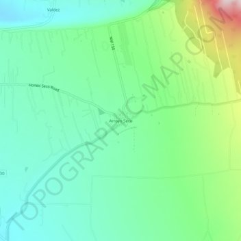 Arroyo Seco地形图、海拔、地势