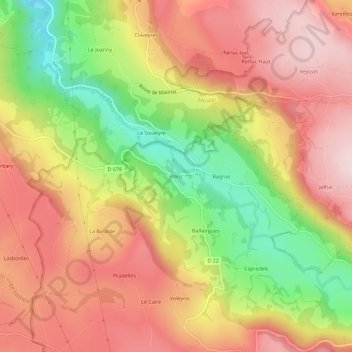 Pons地形图、海拔、地势