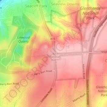 O'Halloran Hill地形图、海拔、地势