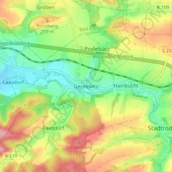 Gernewitz地形图、海拔、地势