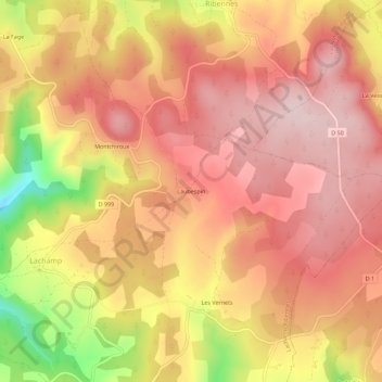 Laubespin地形图、海拔、地势