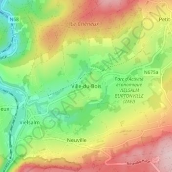 Ville-du-Bois地形图、海拔、地势