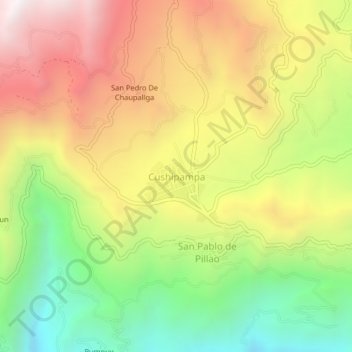 Cushipampa地形图、海拔、地势