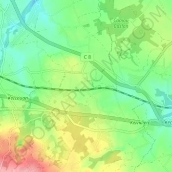 Zunadery地形图、海拔、地势