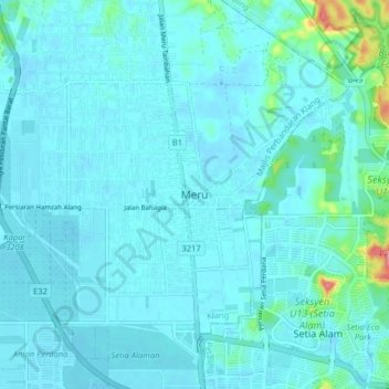 Meru地形图、海拔、地势