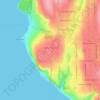 Arbor Heights地形图、海拔、地势