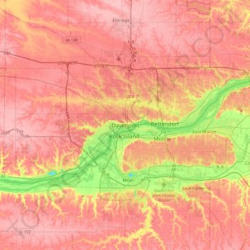 Davenport地形图、海拔、地势