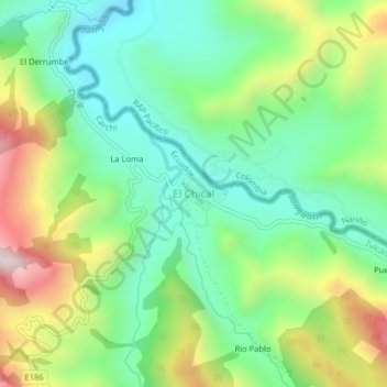 El Chical地形图、海拔、地势