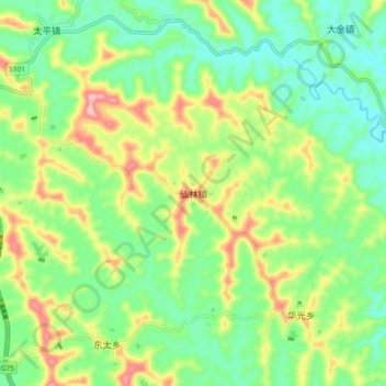仙林镇地形图、海拔、地势