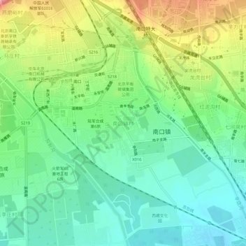 南口镇村地形图、海拔、地势