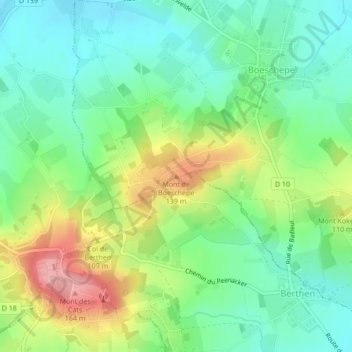 Mont de Boeschepe地形图、海拔、地势