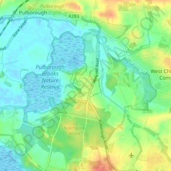 Wiggonholt地形图、海拔、地势