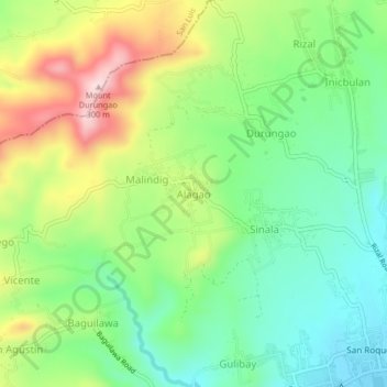 Alagao地形图、海拔、地势