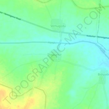 Thippanur地形图、海拔、地势