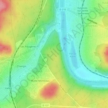 Bois Gautier地形图、海拔、地势