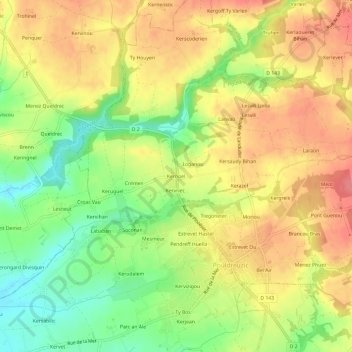 Kernoel地形图、海拔、地势