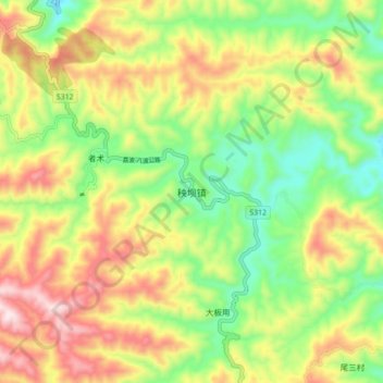 秧坝镇地形图、海拔、地势
