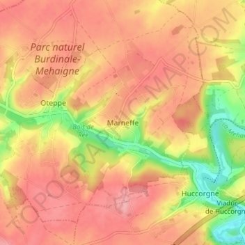 Marneffe地形图、海拔、地势