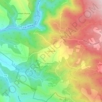Lafontasse地形图、海拔、地势