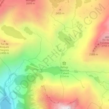 Pletiu de Travessani地形图、海拔、地势